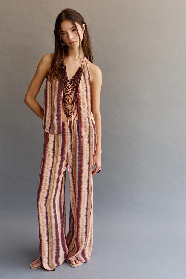 Dökümlü desenli pantolon - 1