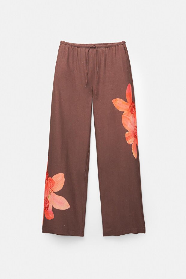 Çiçekli dökümlü pantolon - 6