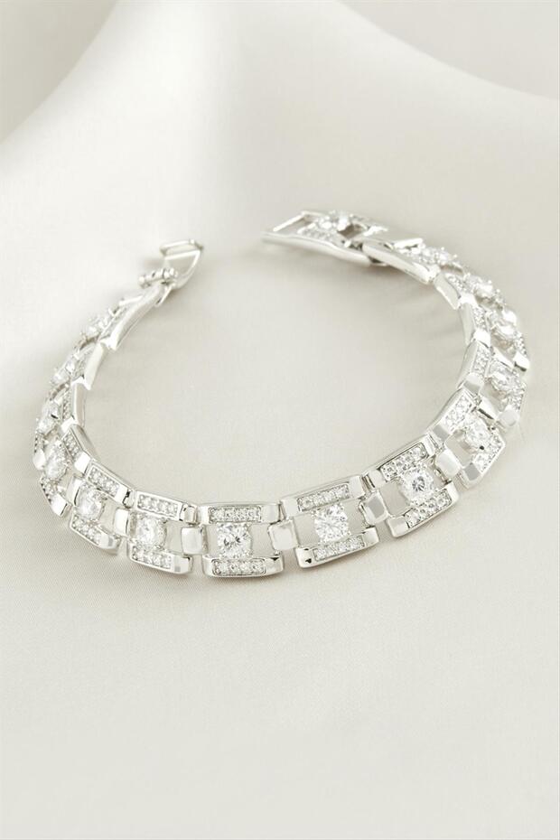 Xuping Square Zircon Stone Luxury Steel Bracelet