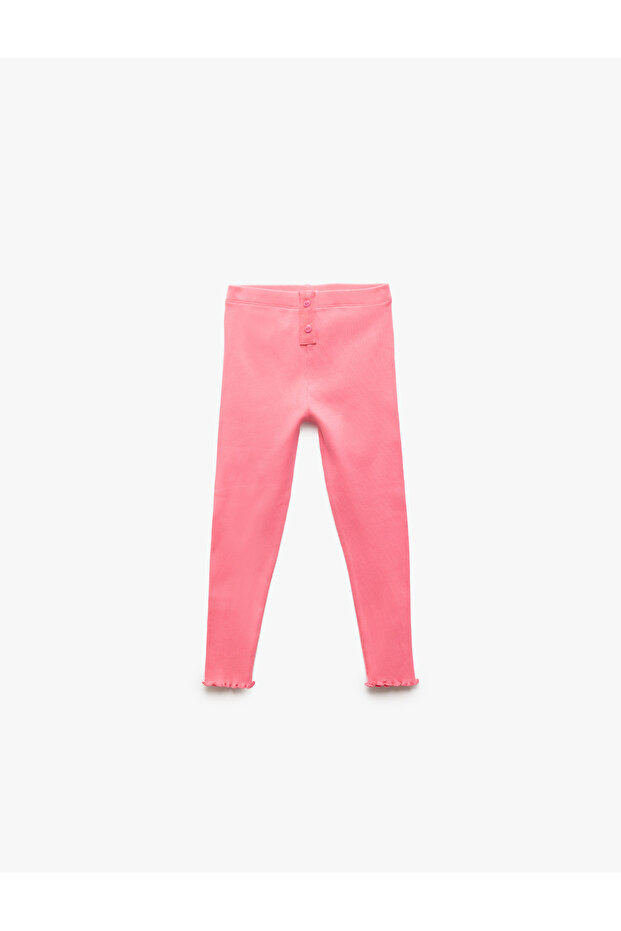 Basic Leggings with Cotton Label Detail and Button Detail
