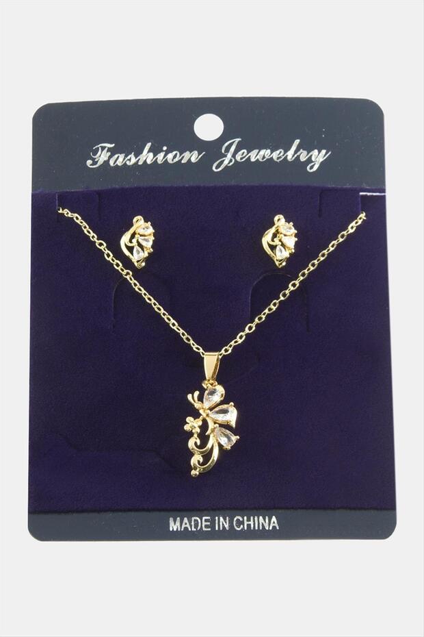 Ds-Derin Dragonfly Zircon Stone Set Necklace-Black