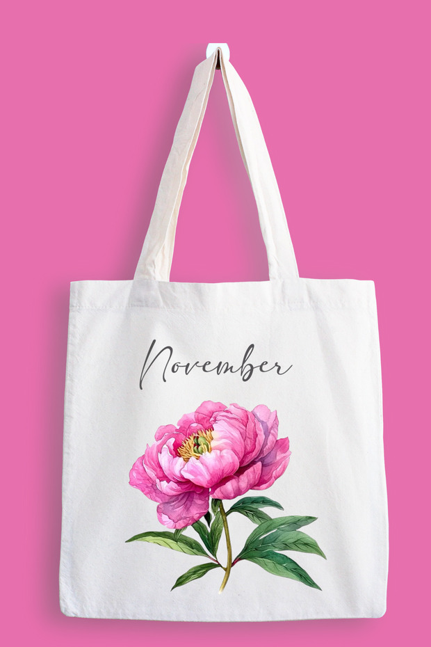 November Flower Printed Cloth Bag, Tote Bag