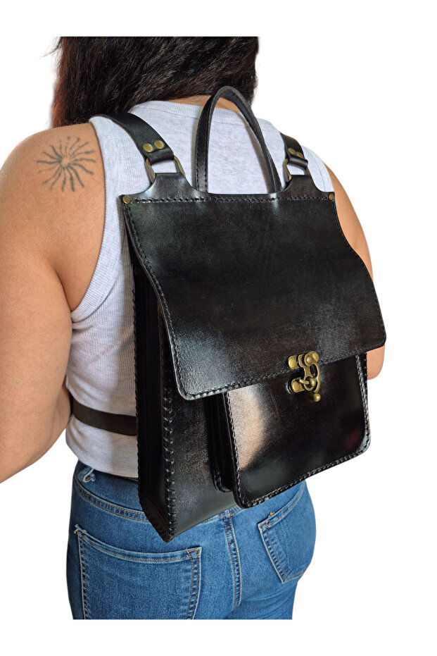 Women's Genuine Leather Hand & Backpack Handcrafted Hanmade 26cm X 32cm