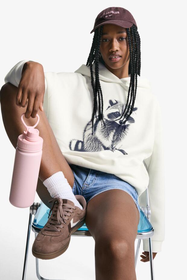 Baskılı kapüşonlu sweatshirt - 1