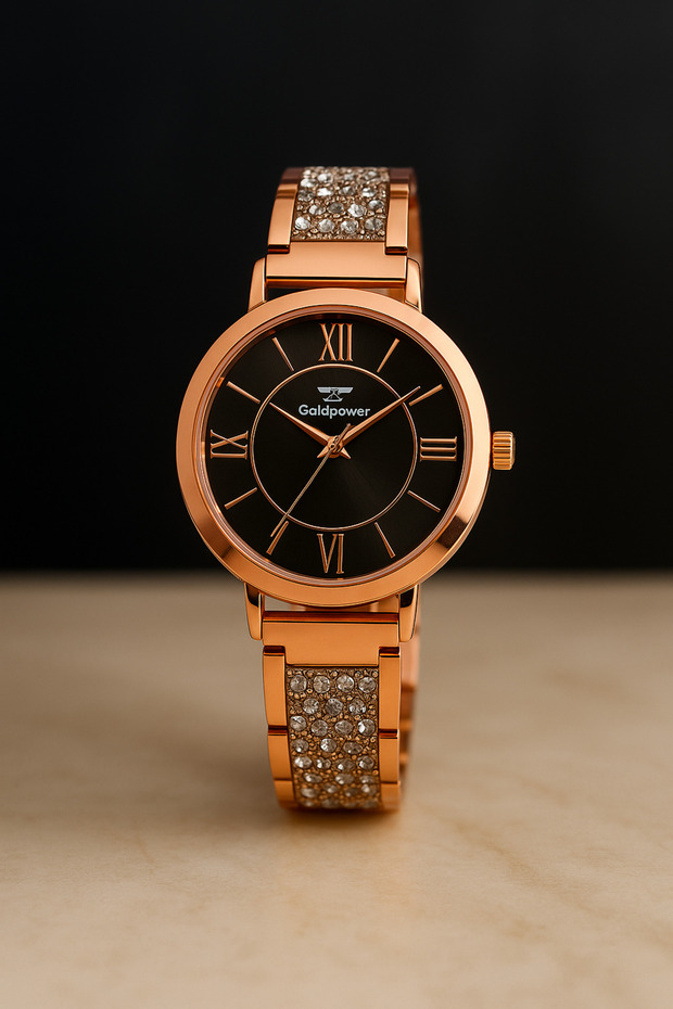Luxury Stone Detailed Metal Women's Wristwatch