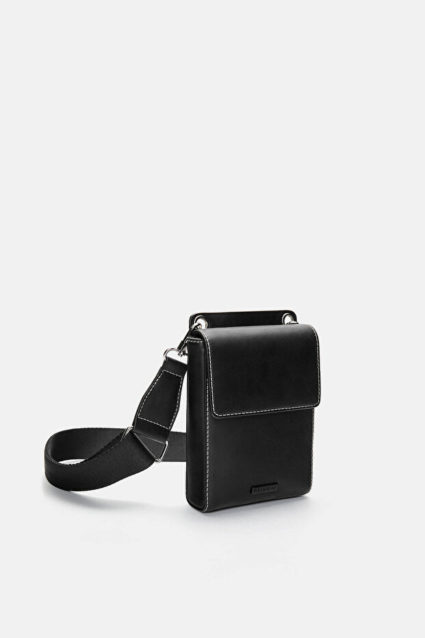 Kontrast dikişli askılı telefon çantası - 2