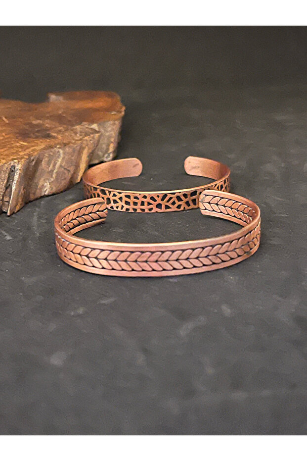 Set of 2 100% Pure Copper 2 Twisted Patterned Bracelets Handcrafted Copper Bracelet Copper Handcuff Bracelet.