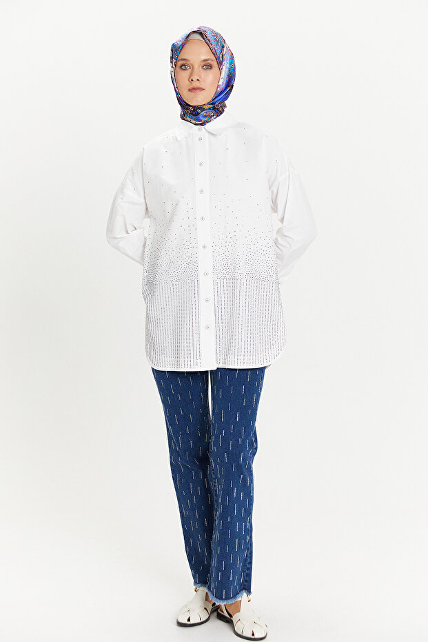 Taşlı Denim Pantolon - 2