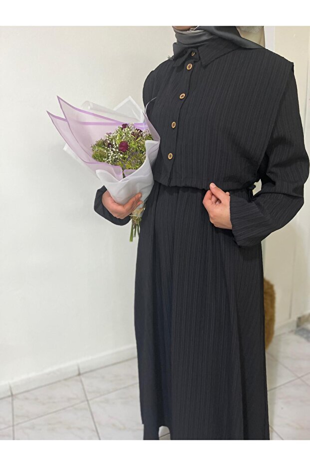 KETEN ETEKLİ ELBİSE - 2