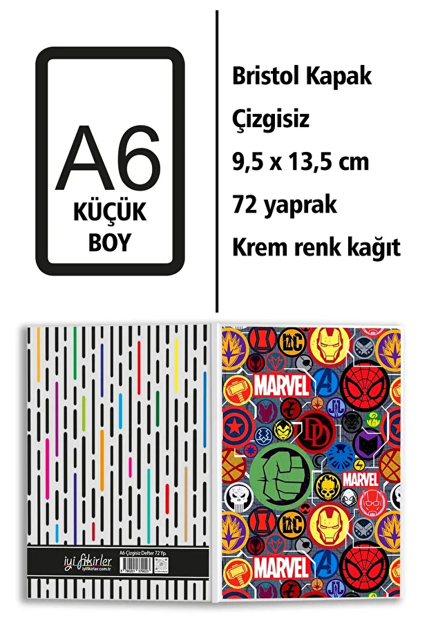 Marvel Karekler Logoları Baskılı A6 Küçük Boy Çizgisiz Defter - 2