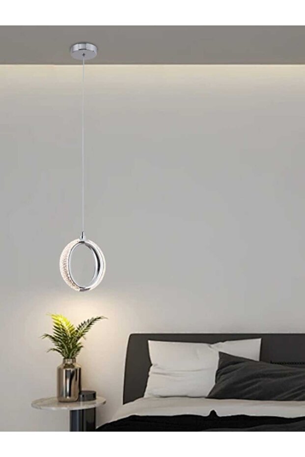 مصباح LED حديث معلق 9894 - 7 وات، 3 أوضاع إضاءة، قاعدة 10 سم، سلك قابل للتعديل 180 سم