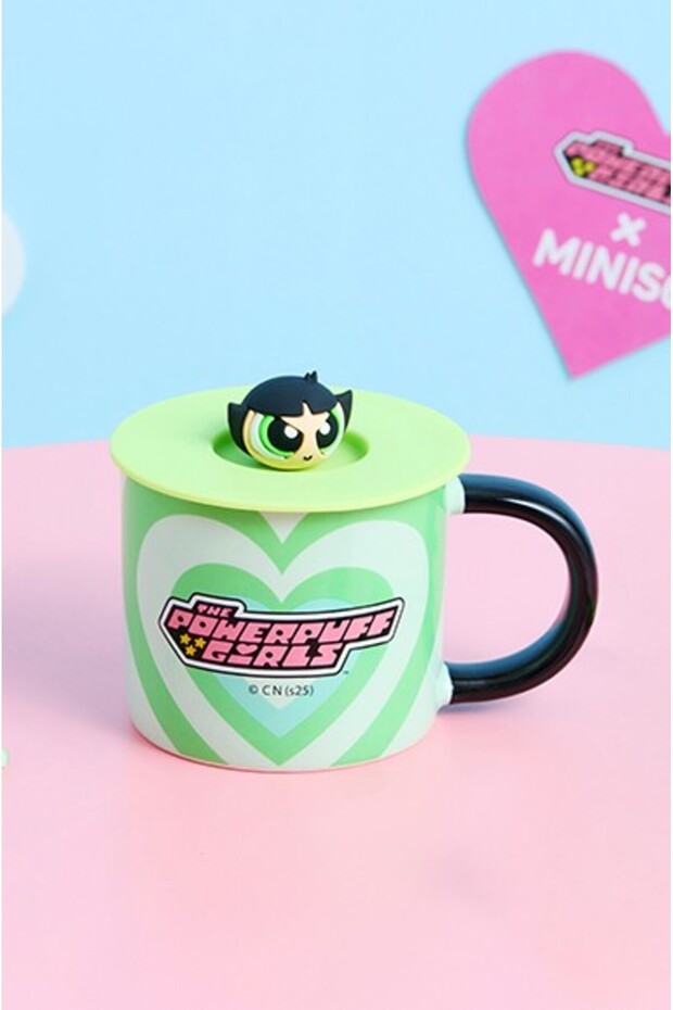 Powerpuff Girls Lisanslı Kapaklı Seramik Bardak 340mL - Buttercup - 1
