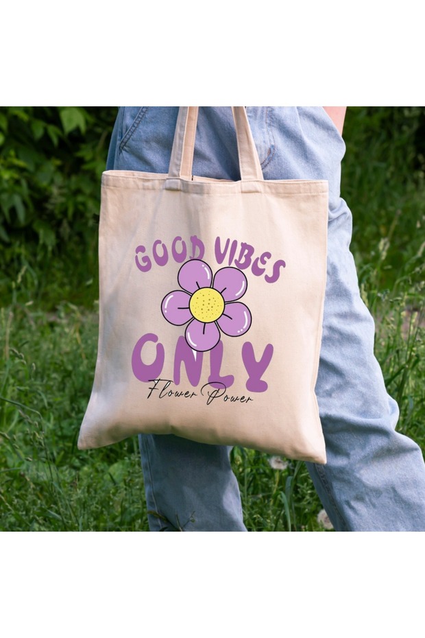 Good Vibes Baskılı Bez Çanta - 1