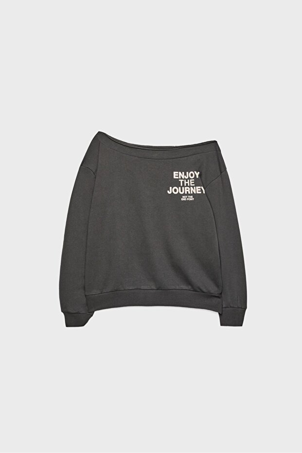 Açık Omuzlu Sweatshirt - 7
