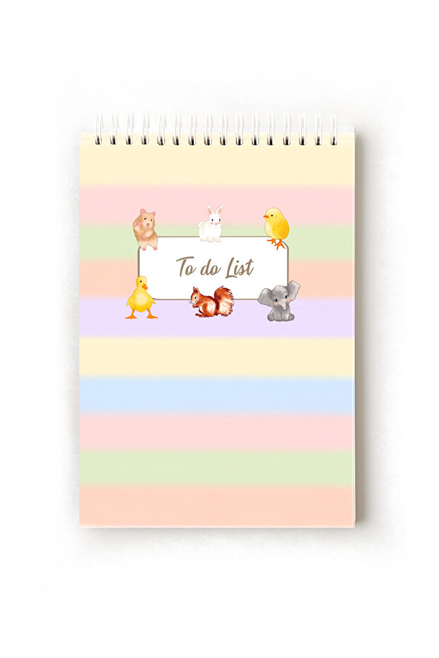 Cute Animals English to Do List, To-Do List, A5 To-Do List, Task List, Spiral - 2