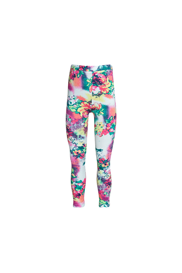 Fuchsia Flower Girl Patterned Seasonal Leggings