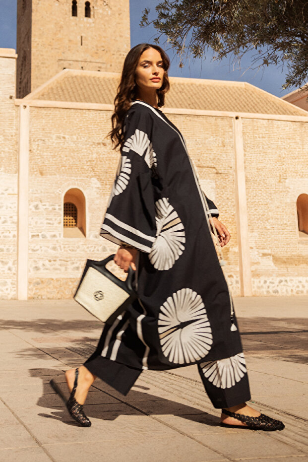 كيمونو صيفي من القطن بنمط هندسي - 2