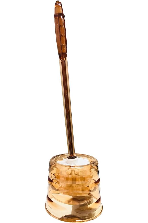 Toilet Brush with Long Handle – Crystal Design, Round Shape, Designer Holder