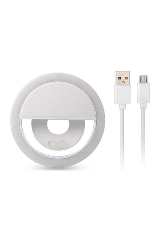 Selfie LED Lamp with Micro-USB Cable, White - 1