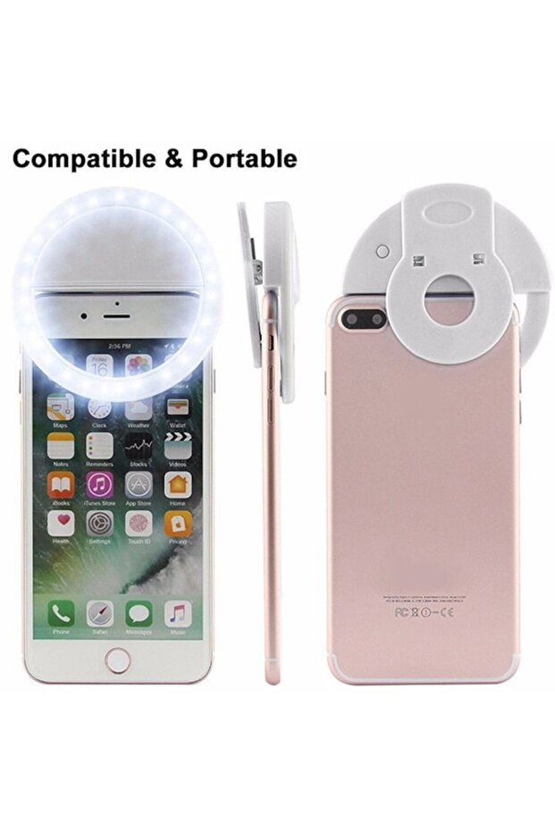 Selfie LED Lamp with Micro-USB Cable, White - 3