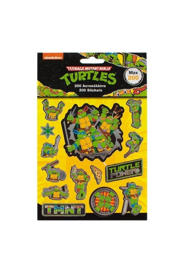 Set 200 Stickers, Ninja Turtles Model, Different Sizes, Multicolor