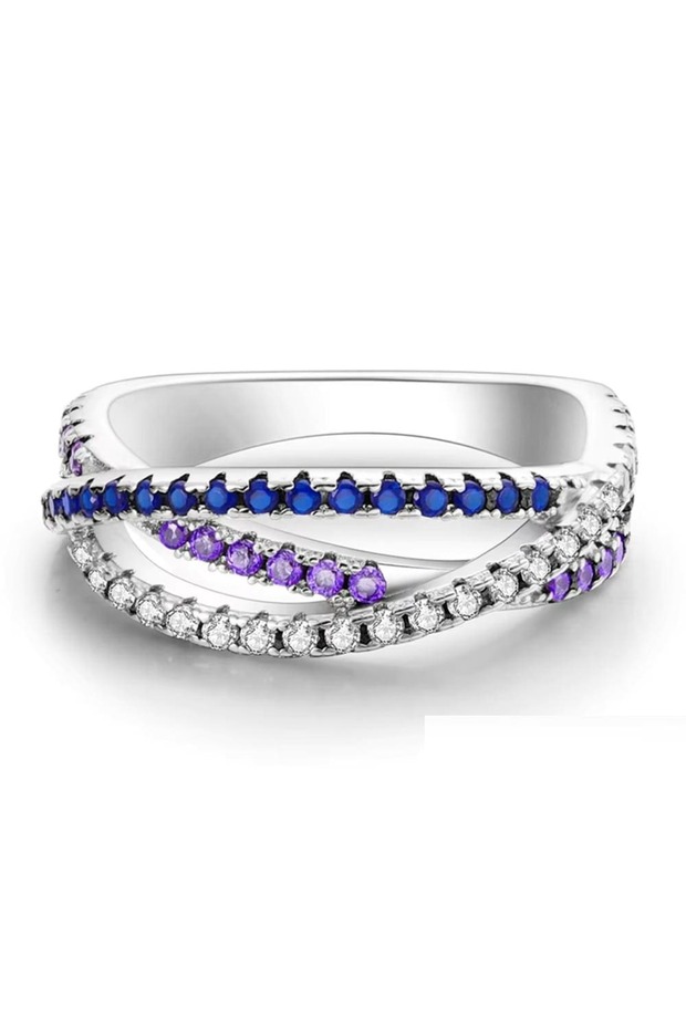 Aurora Tricolor Silver Ring - 6 - 3