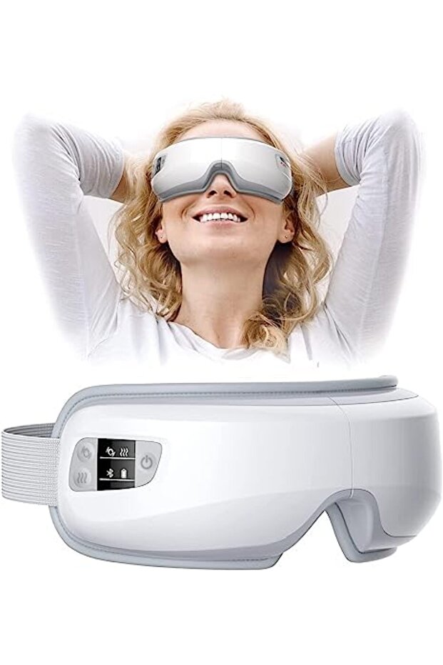 PureHeal Eye Massager with 2 Level Heat, Heated Eye Mask with Bluetooth & 2 Level Compression