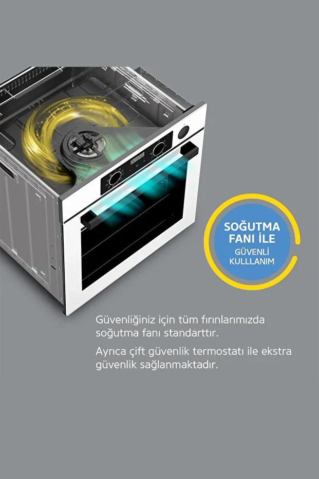 ✨3'lü Ankastre Set - 73L Power Turbo Fırın + Silver Cam Ocak + Push Button Silver Cam Davlumbaz - 8
