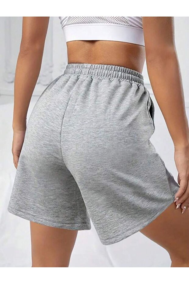 Gri Kadın Penye Şort - 5