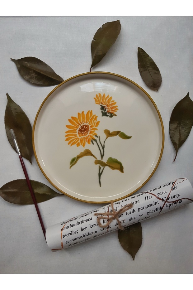 Kintsugi Yapım Seti | Ayçiçekli Tabak - 1