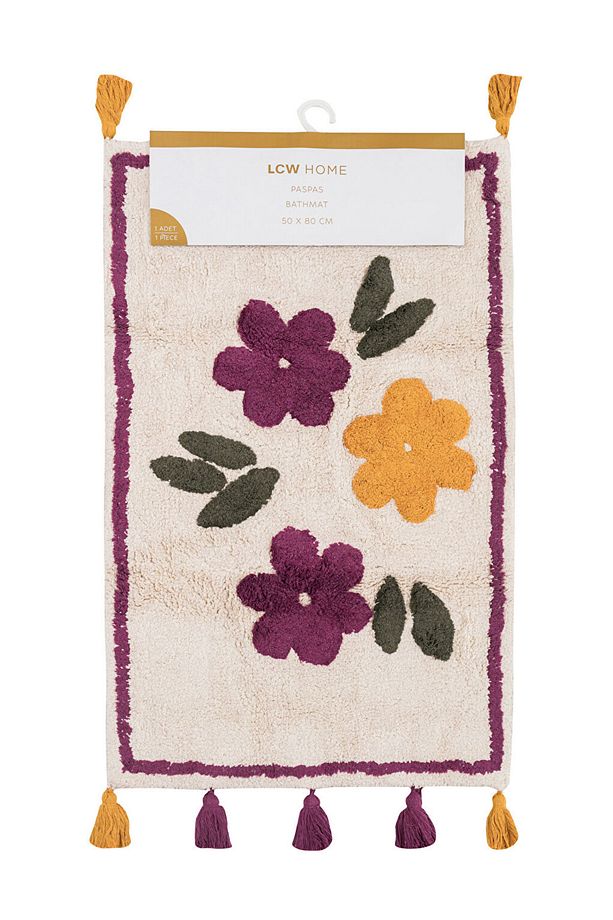 LCW HOME Karişik Çiçek Nakışlı Banyo Paspası 50x80 cm - 5