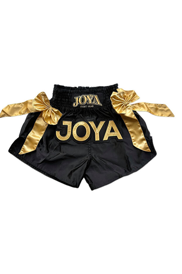 Art Black Ribbon Detailed Kick Boxing Muay Thai Shorts