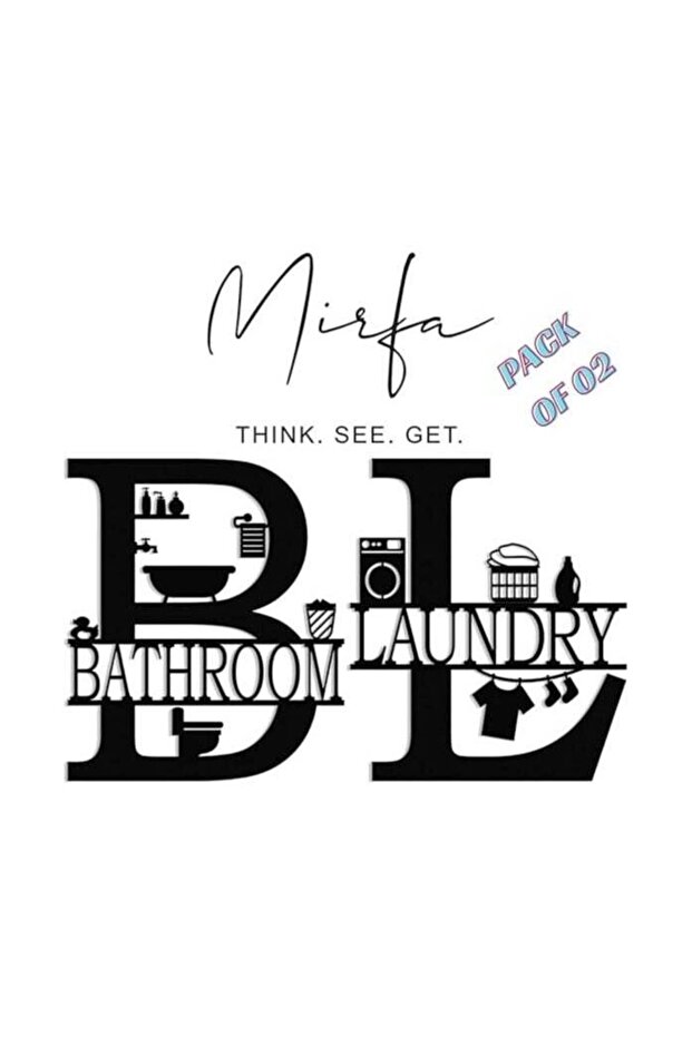 Wooden Wall Art With Self Adhesive Base - Black (Laundry & Bathroom)
