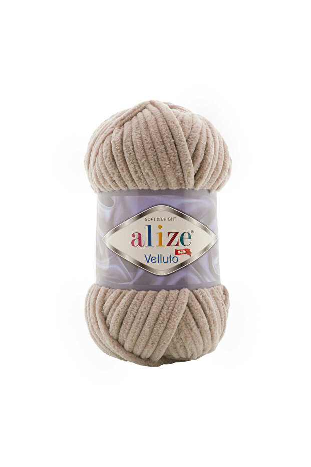 Velluto El Örgü Ipi 100g – Kadife Dokulu Yumuşak Iplik - Renk No:530-vizon - 1