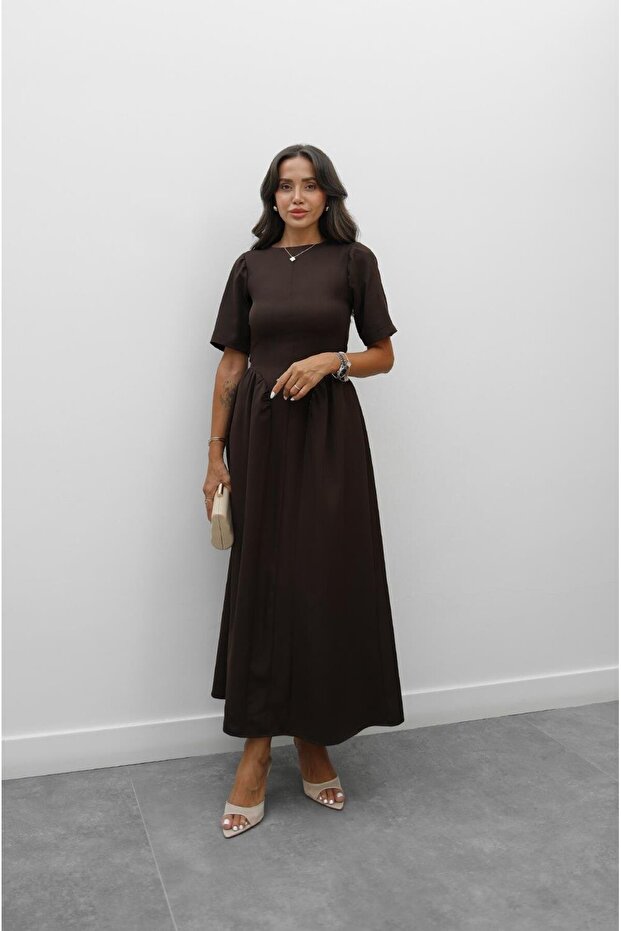 Brown Callisto Dress with Belt on the Back