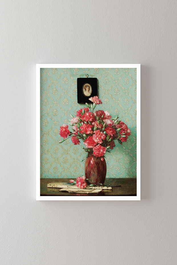 Pink Carnations - White Frame