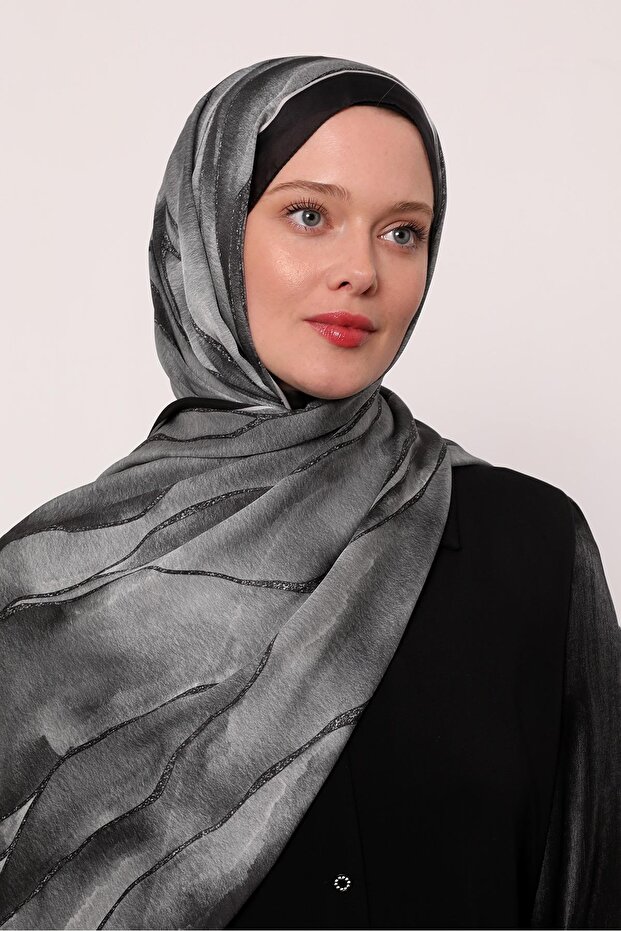 Hint İpeği Şal | Antrasit - 3