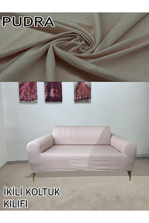%100 PAMUK FRANSIZ KUMAŞ ÇİFT KİŞİLİK KOMPLE GİYDİRME 2'Lİ KANEPE, BOHEM, vb MODEL KOLTUK KILIFI - 6