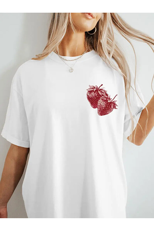 تي شيرت مطبوع بأكمام قصيرة ومقاس كبير ممتاز
