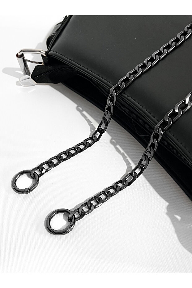 Bag Chain Anthracite Color Spring Hook Stainless Nickel Metal Bag Strap Chain Length: 120 cm