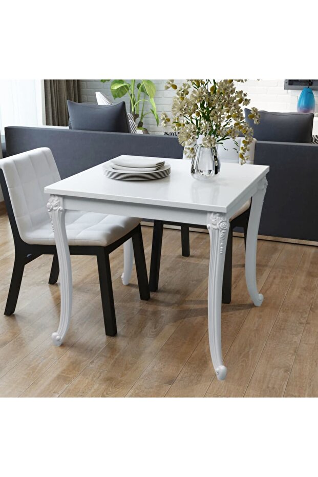 Dining Table 80x80x76 cm High Gloss White