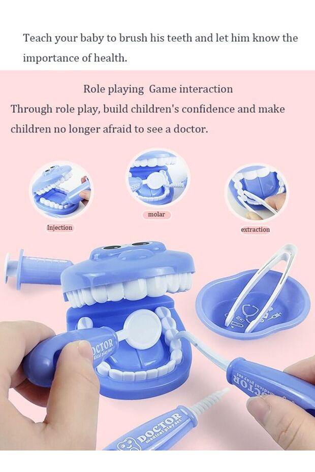 Kids Dental Care Pretend Play Toy Set, Brushing Teeth Educational Playset