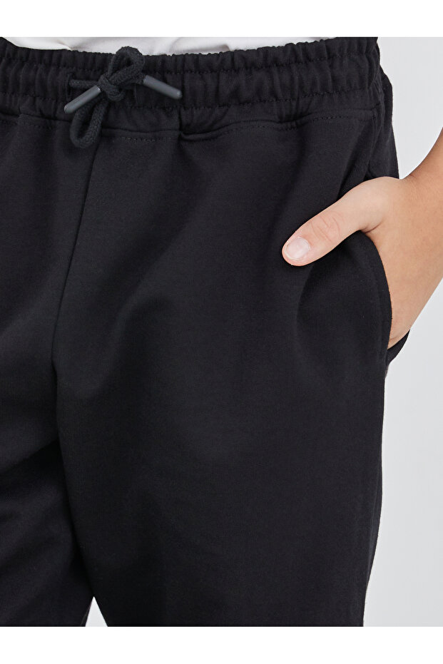 Black Solid Cuffed Joggers with Slip Pockets - 3