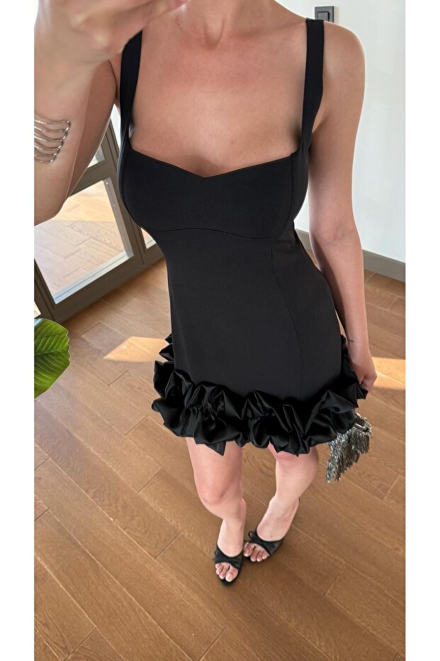 Siyah Balon Etek Elbise - 2