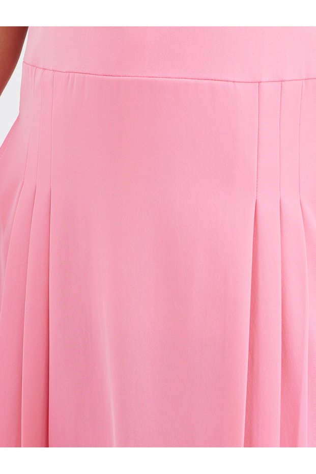 Girls Pink Fold Pleat Detail Pinafore Dress