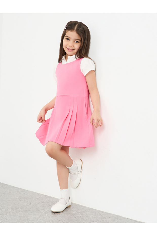 Girls Pink Pinafore Dress with Side Pocket