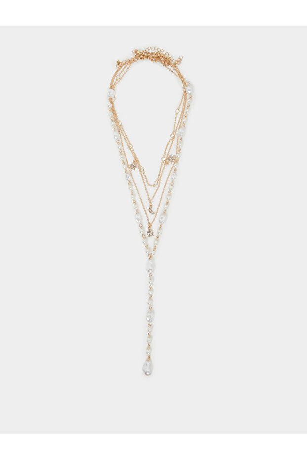 Faux Pearl Trail Long Necklace