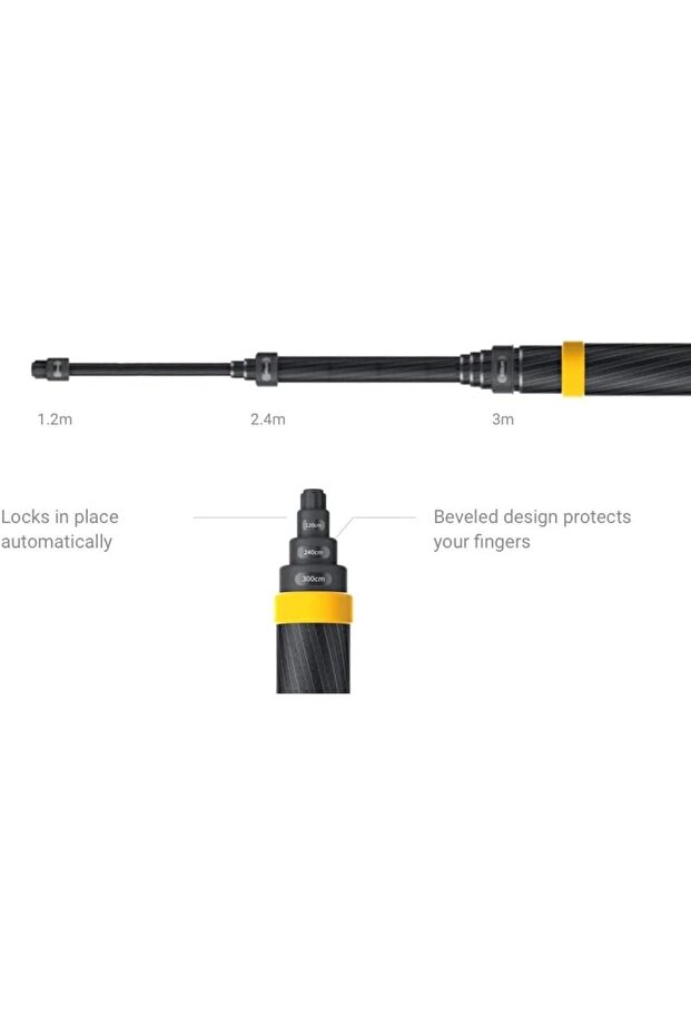 3m 9.8ft Extended Edition Selfie Stick For X5, X4, X3, X2, One R, One X, One Action Camera - 5