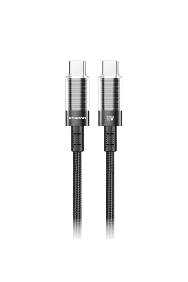 Braided 60W PD C to C Fast Charging Cable with Transparent Head 1.2M