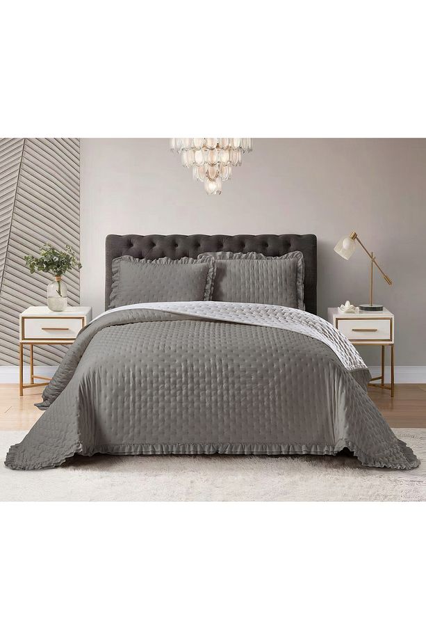 Çift Taraflı Fırfırlı Yatak Örtüsü Takımı 240x260cm - 1